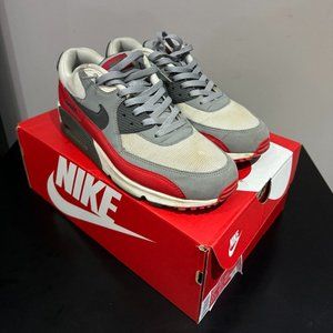 Nike Air Max 90 Essential Wolf Gray Challenge Red White - Size 10.5